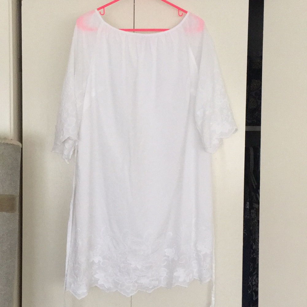 White eyelet detail dress